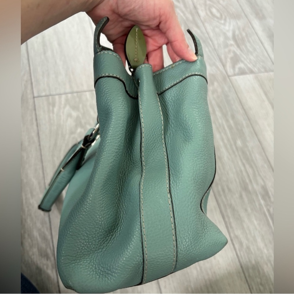 Coach Penelope Aqua Blue Pebbled Leather Zipper Closure Tote Shoulder Bag - Picture 7 of 13